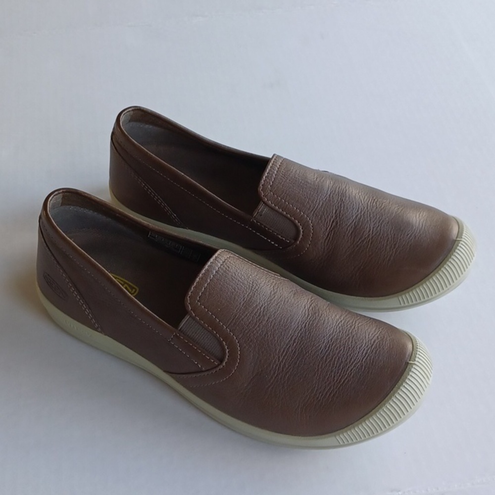 Keen Lorelai Slip On Leather Shoes Sneakers SZ 8.5 Brown Walking Hiking Comfort - Picture 12 of 13